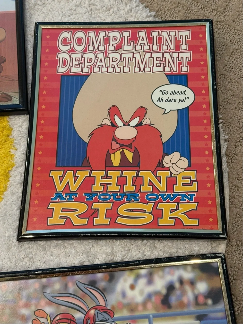 Vintage Looney Tunes Warner Bros Poster Art Dated 2000 Framed Lot Of 6 8x10